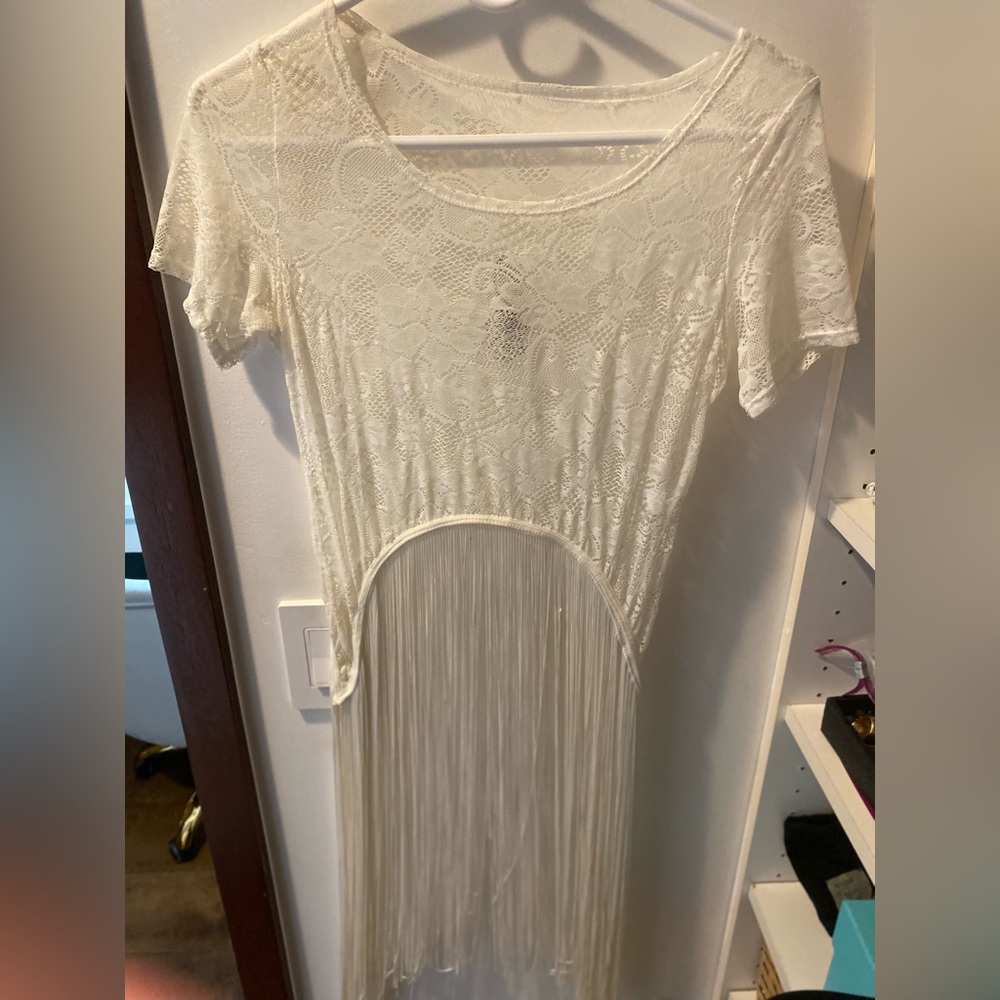 Lace fringe top
